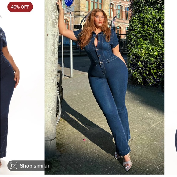 White Denim Jumpsuit - Picture 2 of 2